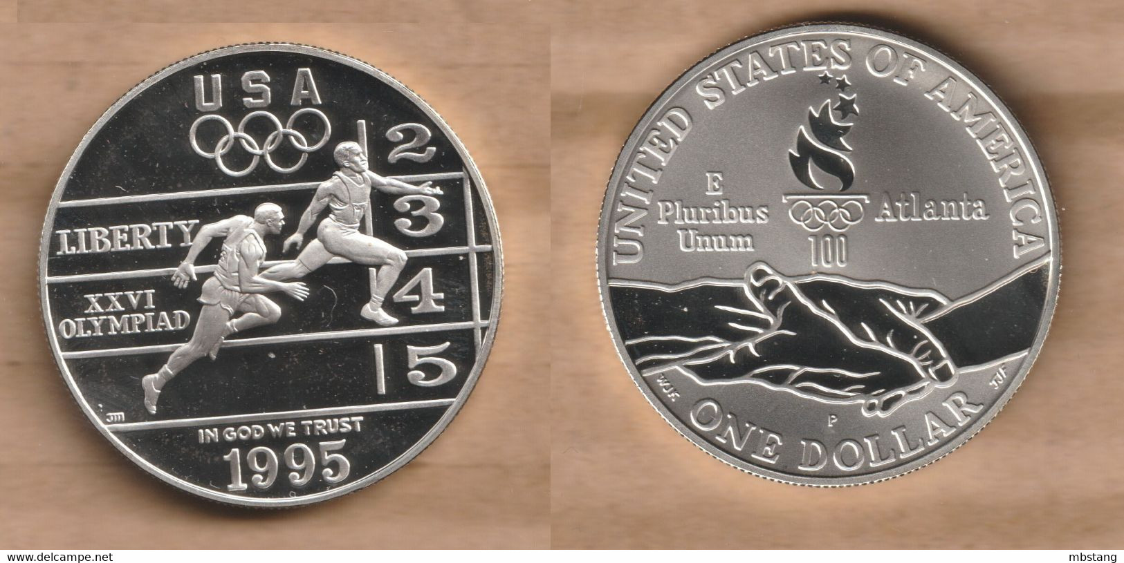 ESTADOS UNIDOS   1 Dollar ( Track And Field)1995 Silver (.900) • 26.73 G • ⌀ 38.1 Mm KM# 264 - Herdenking