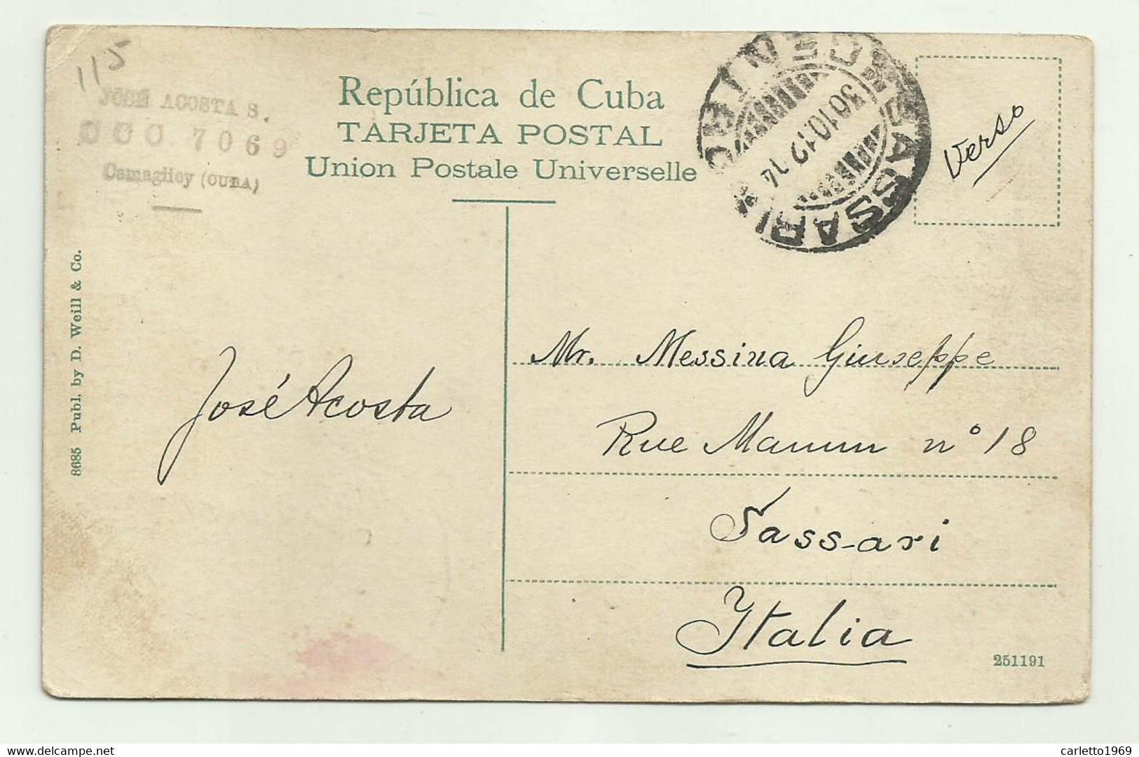 CUBA - IGLESIA DE LA CARIDAD, CAMAGUEY 1912  VIAGGIATA FP - Other & Unclassified