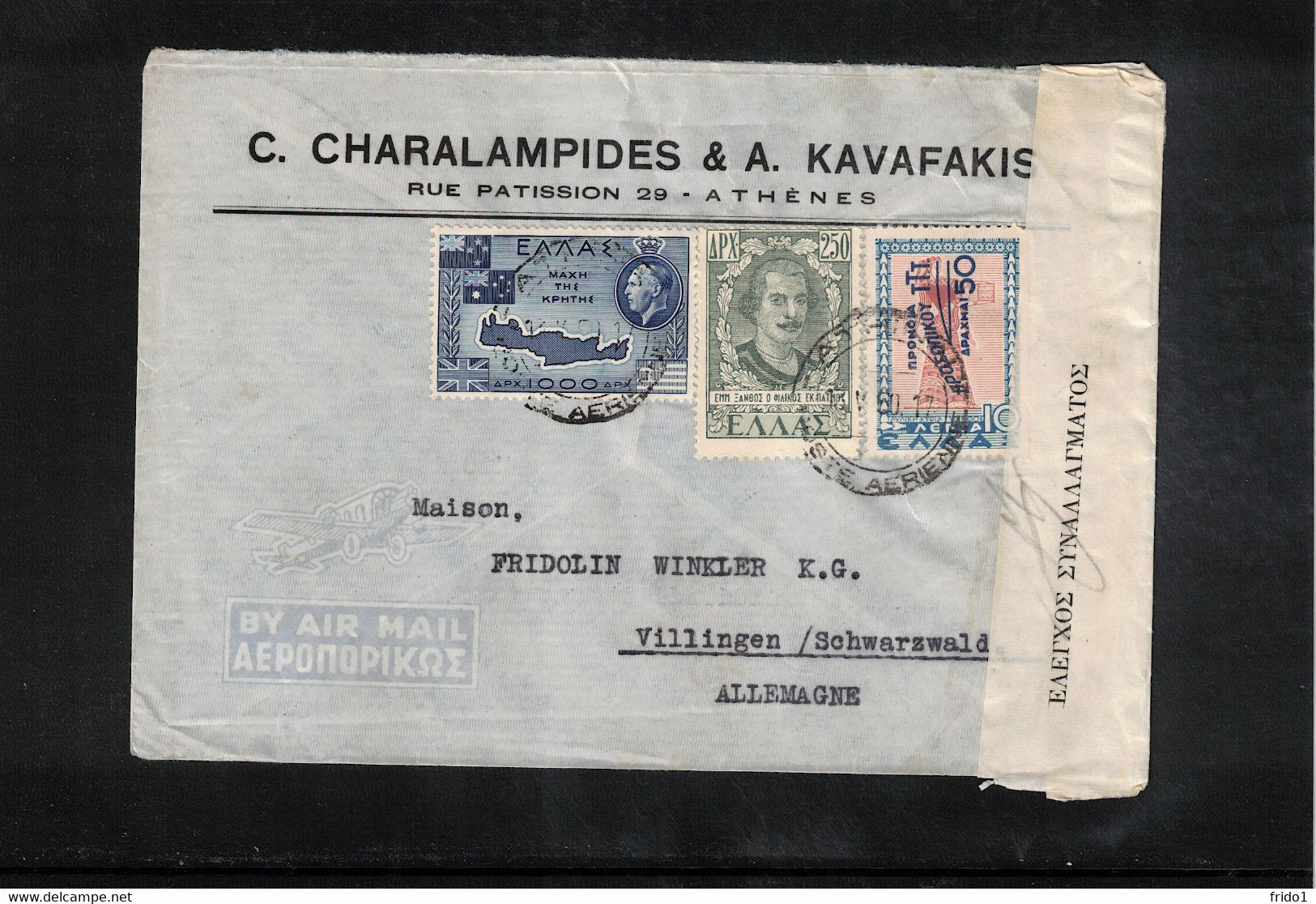 Greece 1950 Interesting Airmail Censored Letter To Germany - Cartas & Documentos