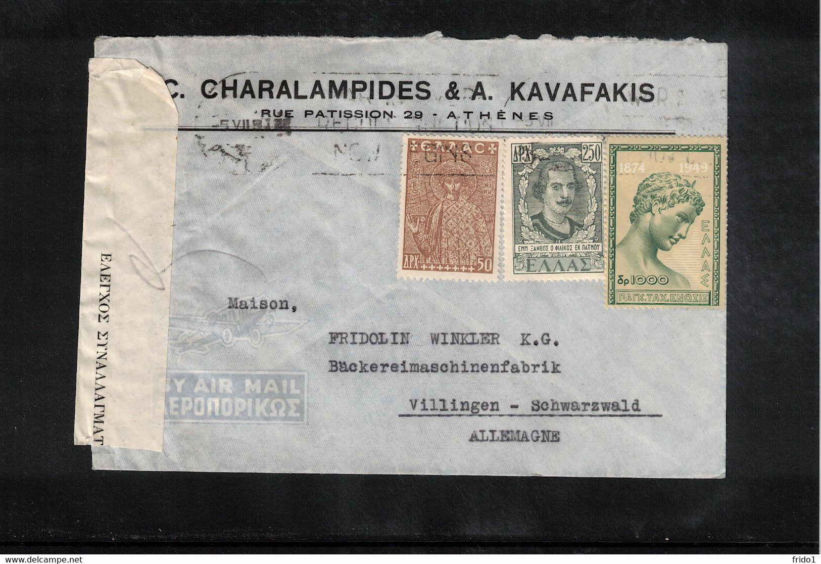 Greece 1950 Interesting Airmail Censored Letter To Germany - Covers & Documents