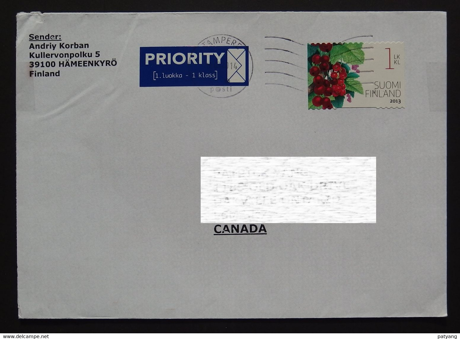 2014 Finland To Canada Cover - Lettres & Documents