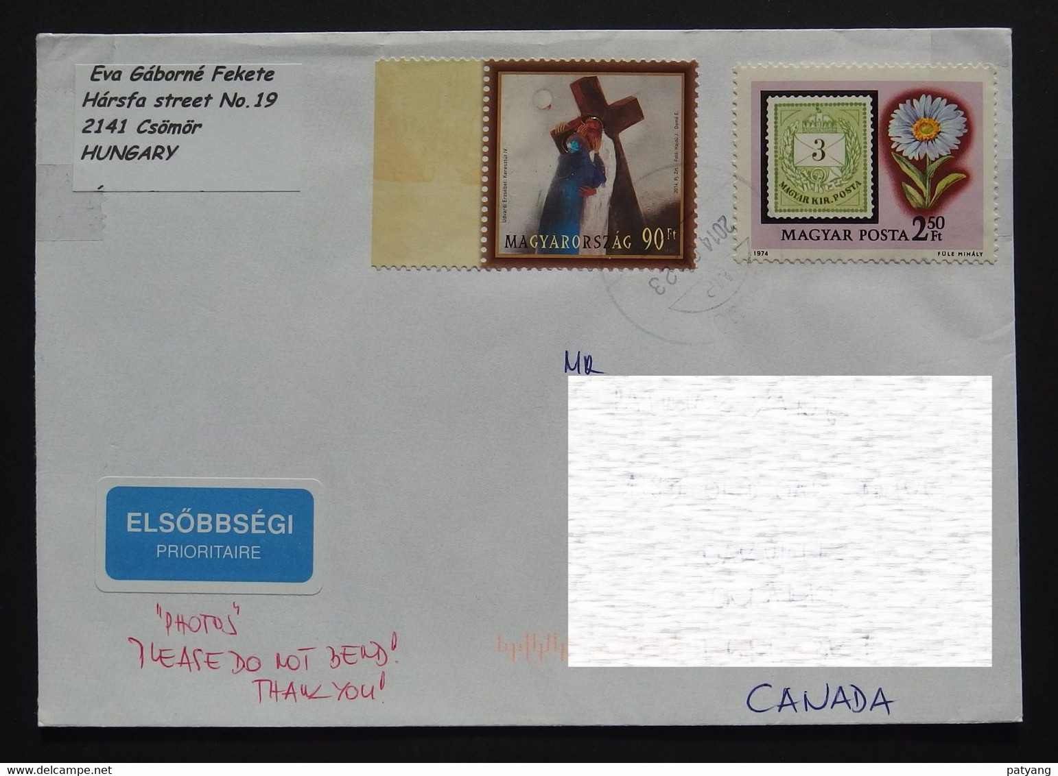 2014 Hungary To Canada Cover - Cartas & Documentos