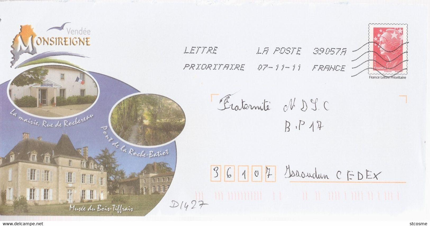 D1427 - Entier / Stationery / PSE - PAP BEAUJARD - Monsireigne (85) - Agrément 809 - G45/09R250 - PAP: Ristampa/Beaujard