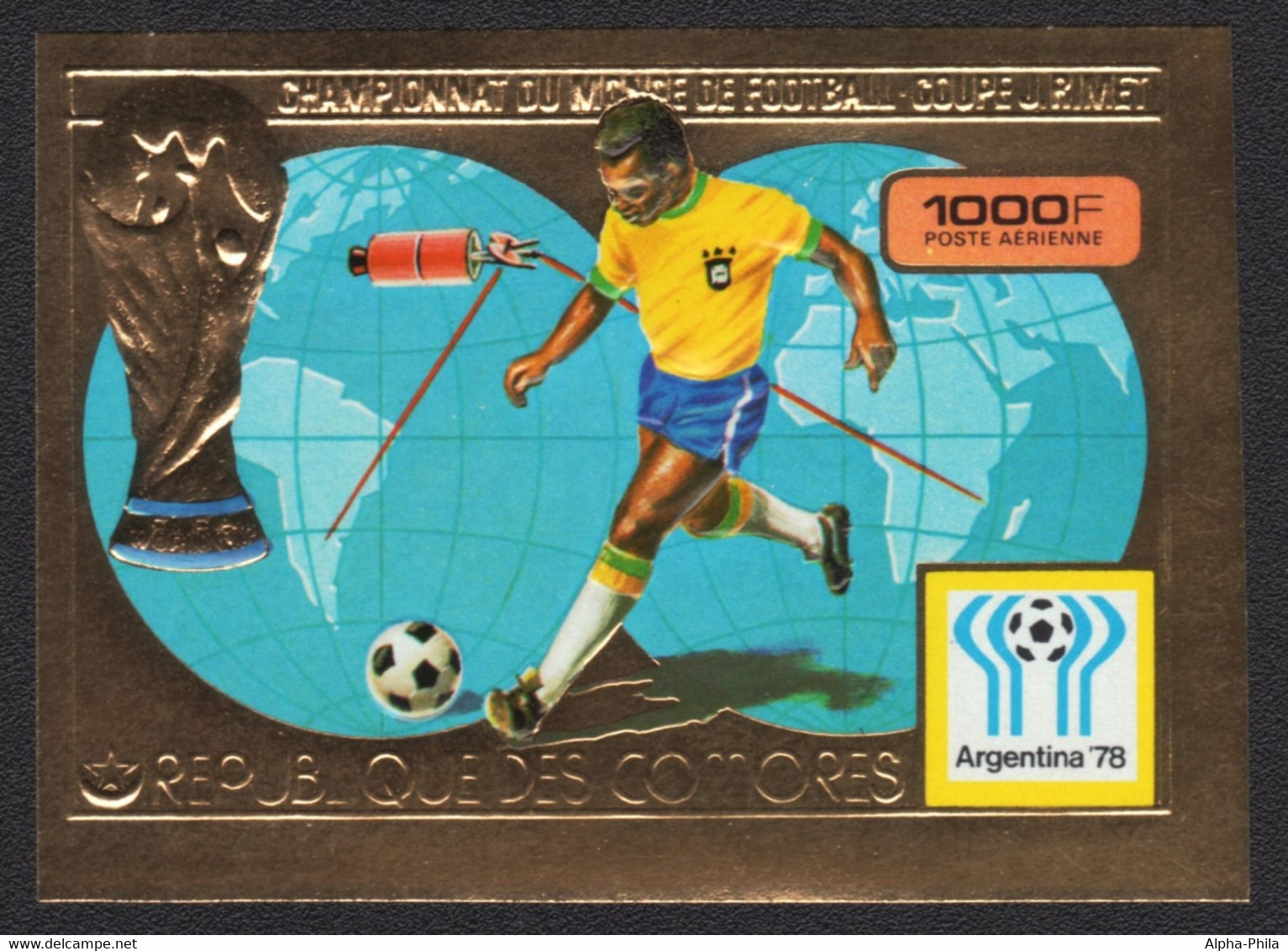 Komoren 1978 - Mi-Nr. 391 A ** - MNH - Ungez / Imp - Gold - Fußball / Soccer - Komoren (1975-...)