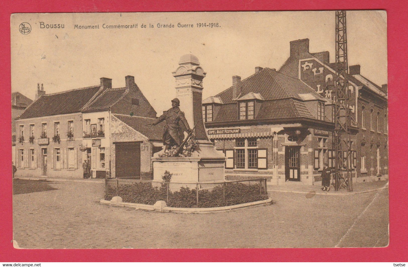 Boussu - Monument Commémoratif De La Grande Guerre 1914-1918 ...Café-Rest Boquet  - 1929 ( Voir Verso ) - Boussu