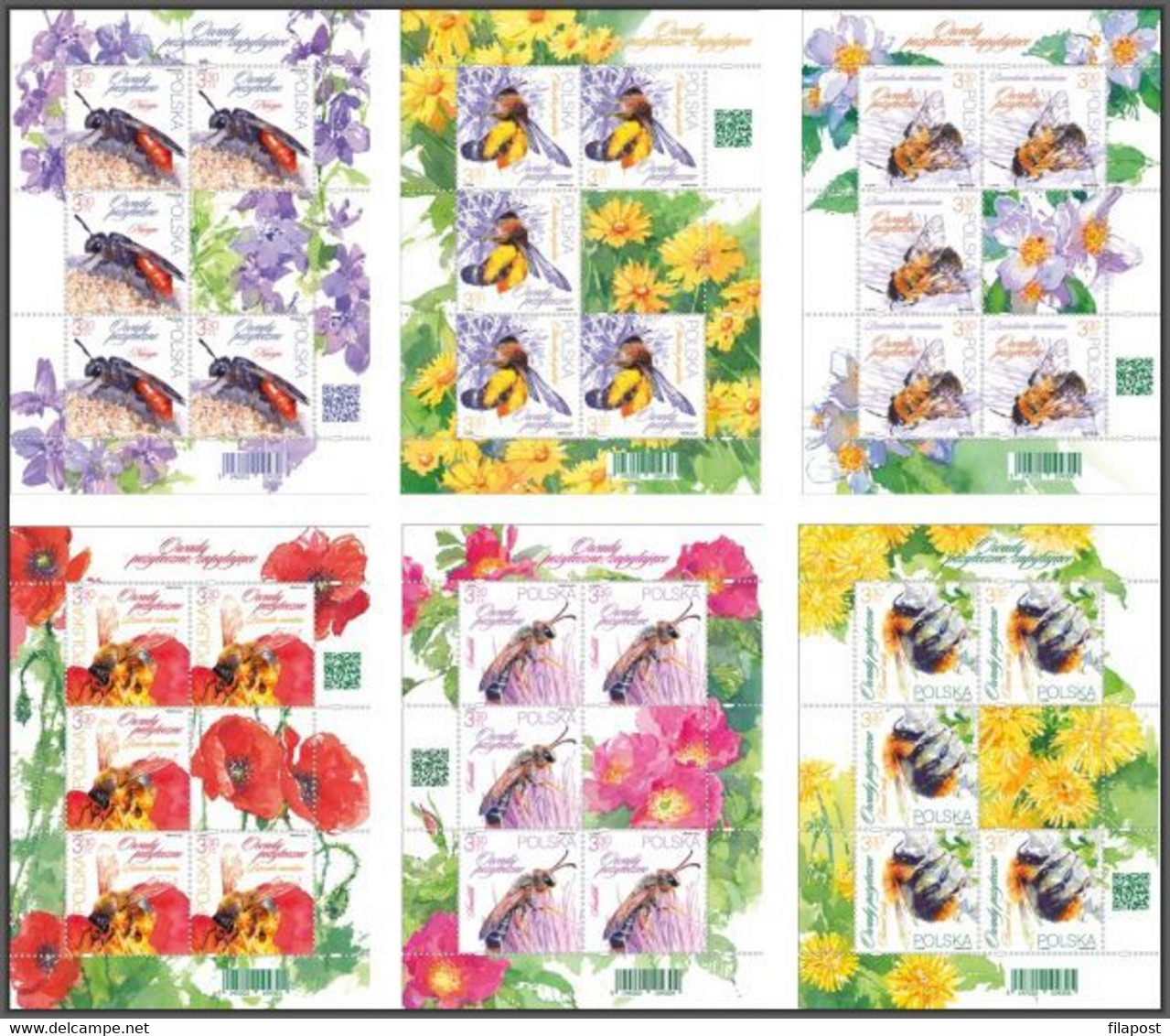 Poland 2021 Beneficial Insects / Bees And Bumblebees, Flowers, Insect, Animal, Bee, Nature / Full Sheets MNH** New!!! - Ganze Bögen