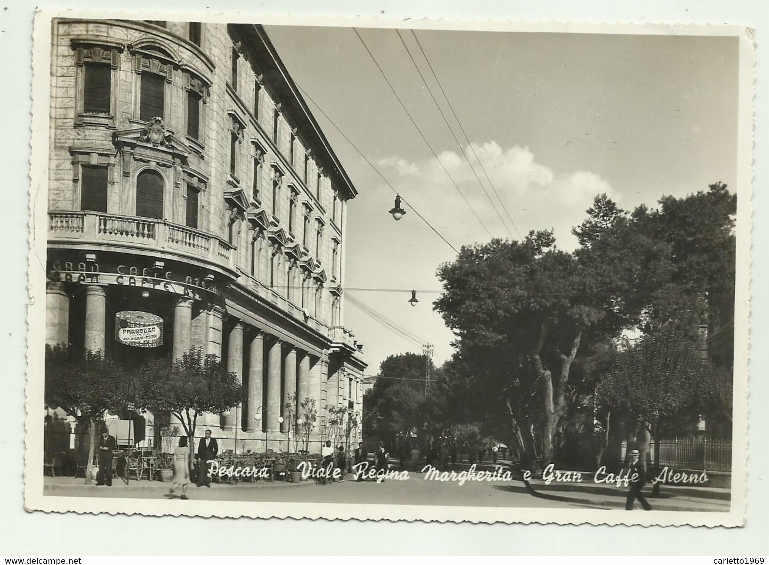 PESCARA - VIALE REGINA MARGHERITA E GRAN CAFFE' ATERNO 1940  VIAGGIATA    FG - Pescara