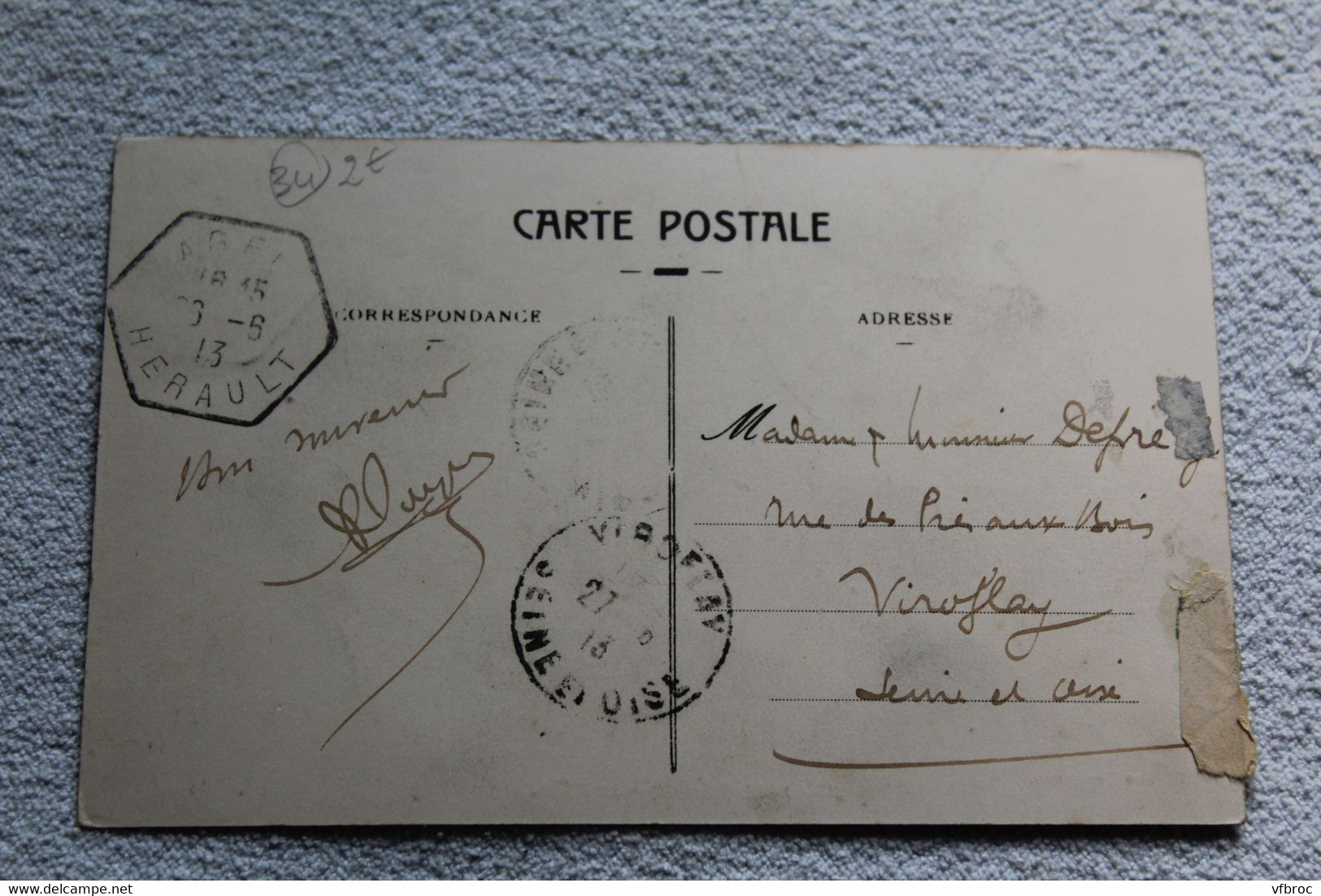 Cpa 1913, Agel, La Place, Hérault 34 - Autres & Non Classés