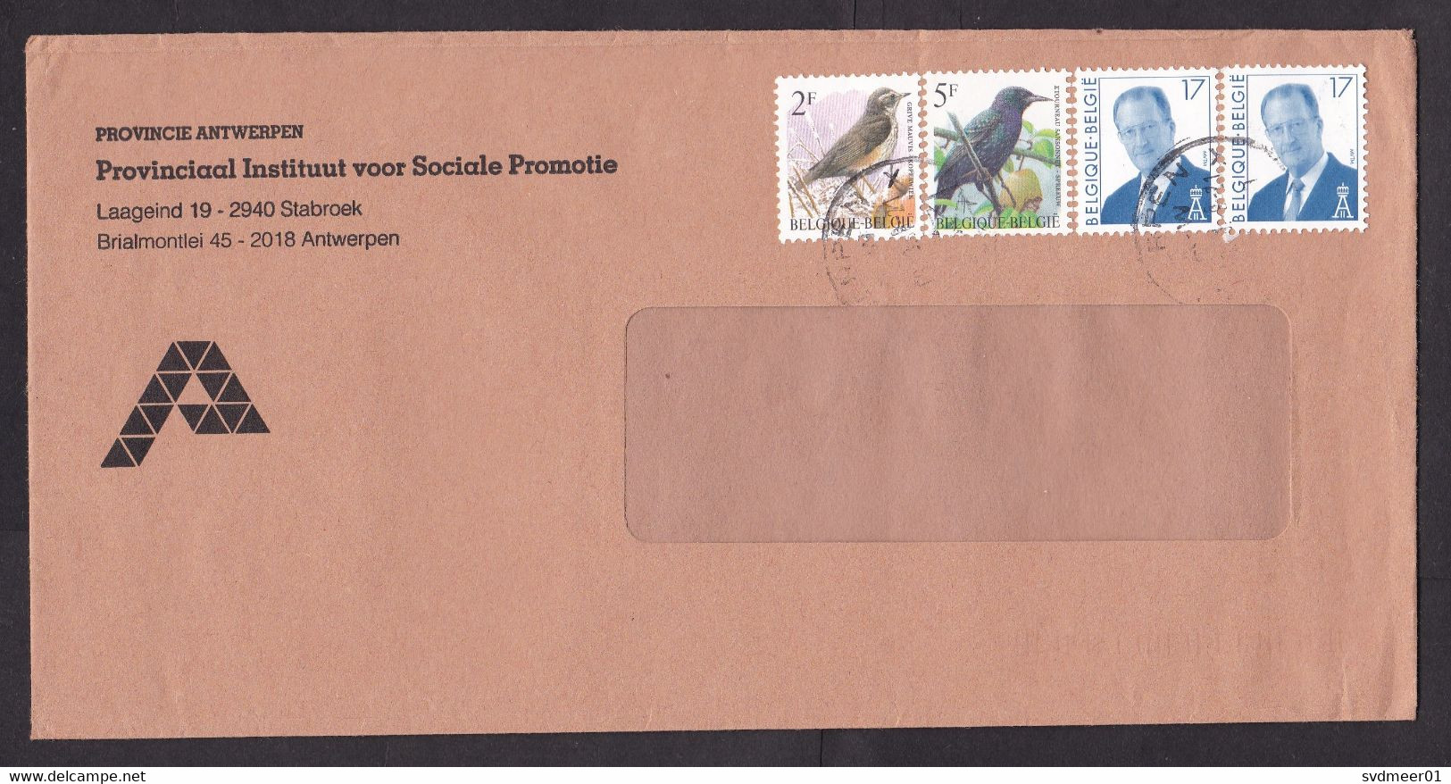 Belgium: Cover, 1990s, 4 Stamps, Bird, Birds, Buzin, King (traces Of Use) - Covers & Documents