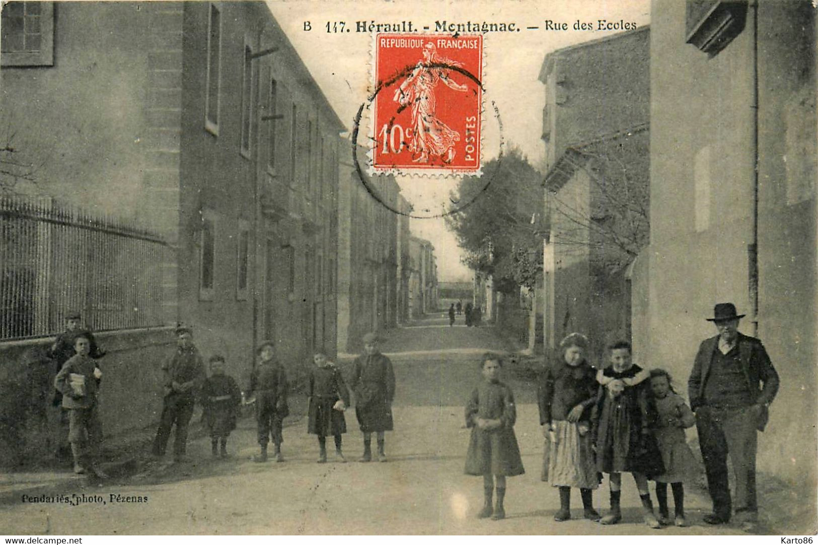 Montagnac * La Rue Des écoles * Scolaire * Villageois - Montagnac