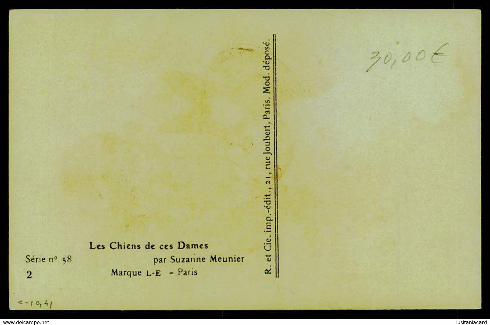 FRANCE - ILLUSTRATEURS  - « Suzanne Meunier» - Les Chiens De Ces Dames.( Ed. L.E. Paris,Serie Nº 58 - 2) Carte Postale - Meunier, S.