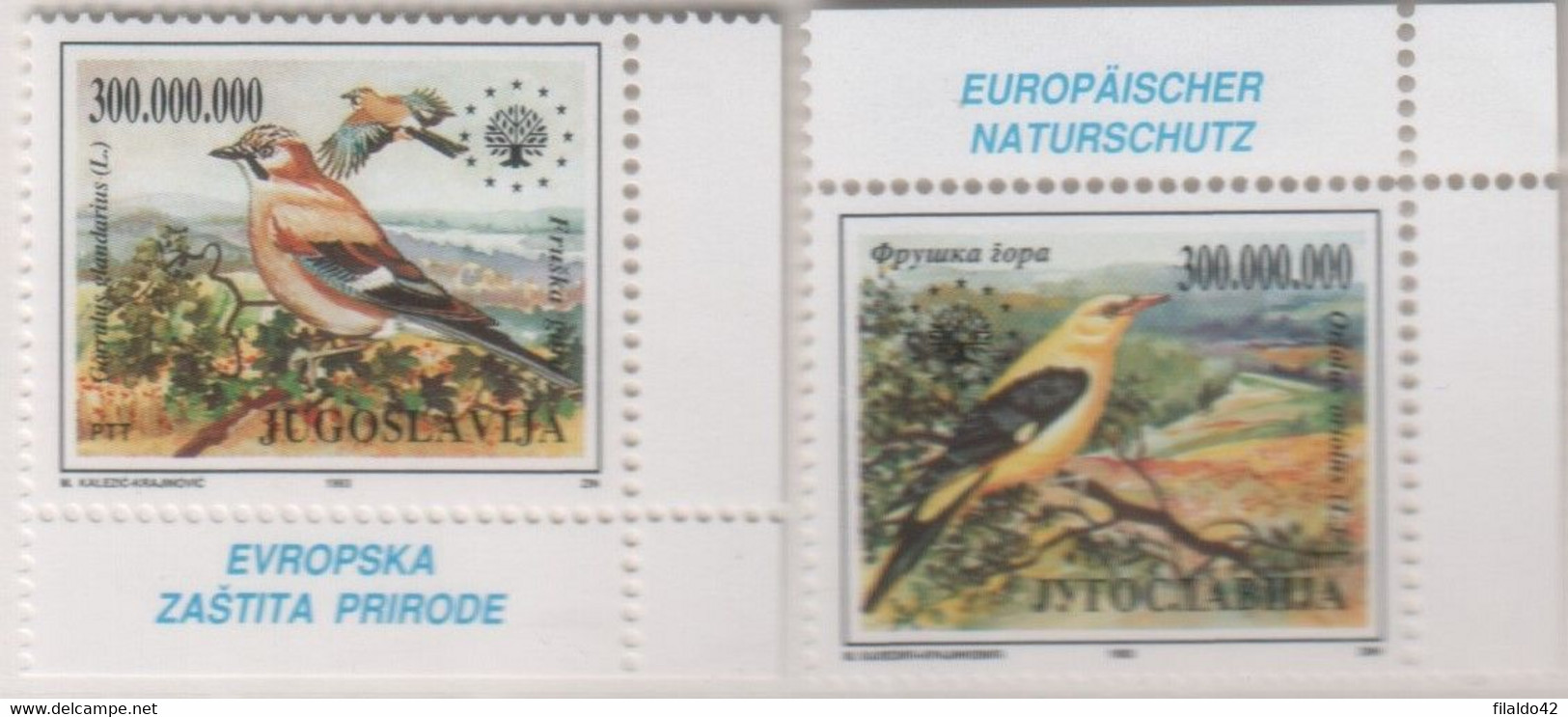 Idee Europee - 1993 Jugoslavia "Protezione Natura" 2 MNH** - European Ideas