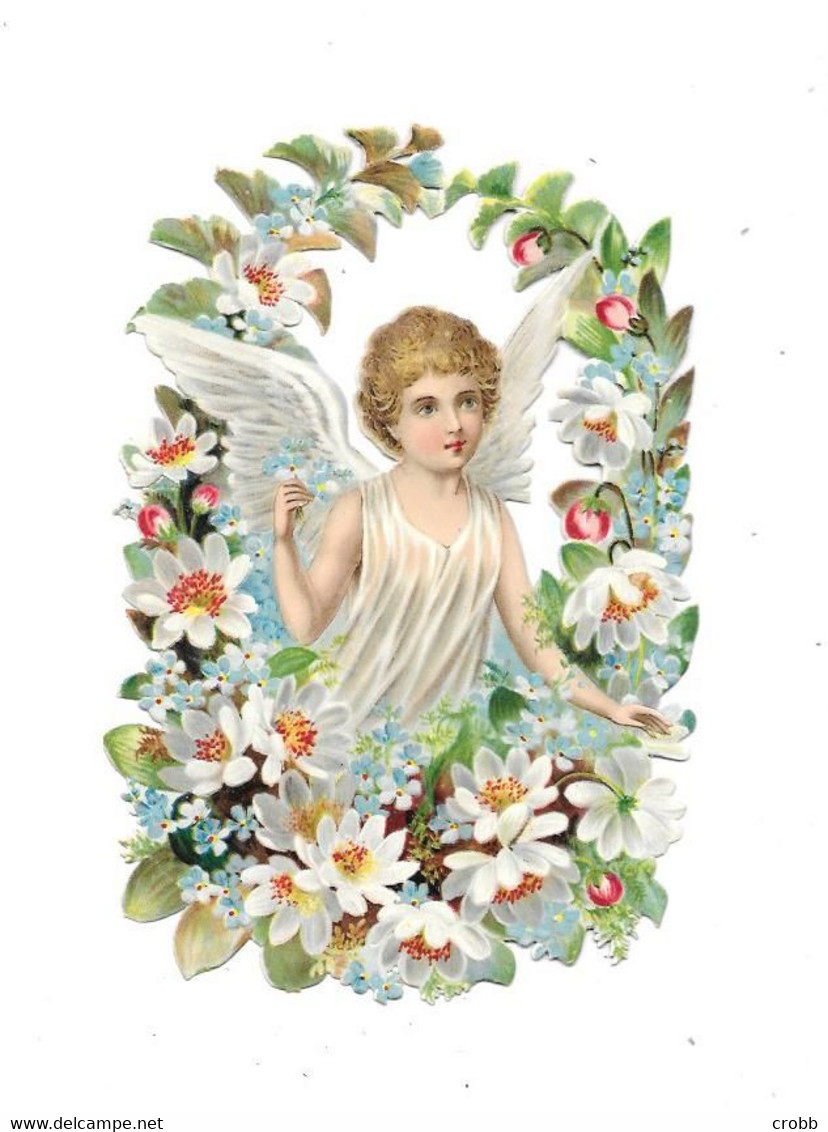 Découpi Enfant Ange Dans Couronne Fleurs, - Angels