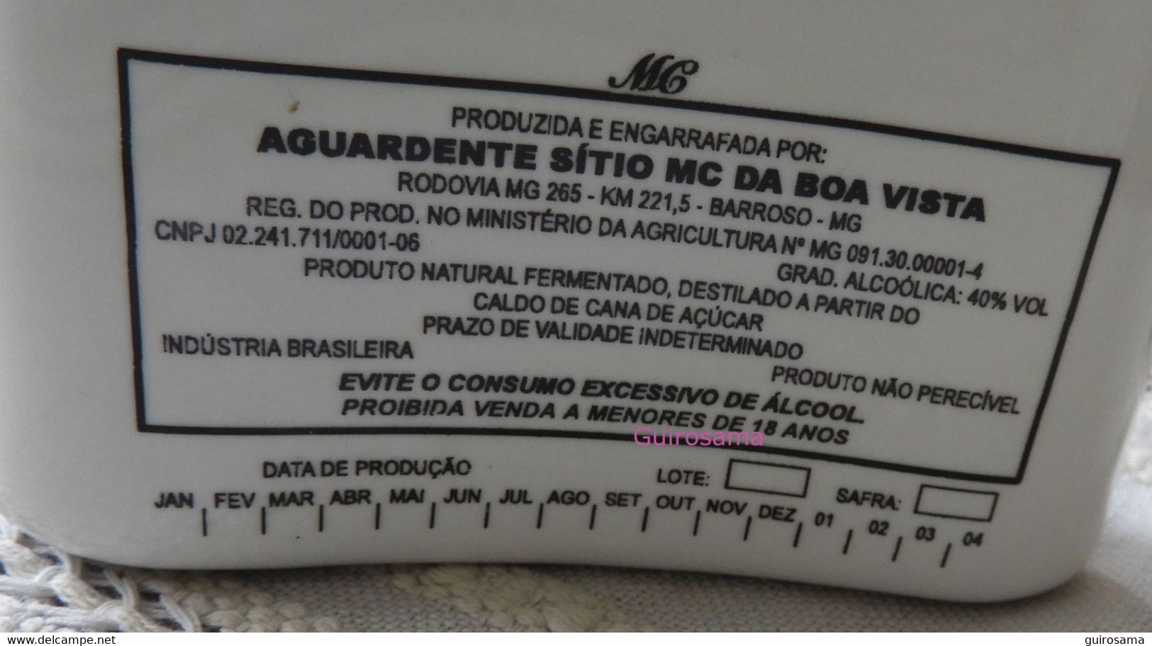 Flasque Pour Aguardente Sitio MC Da Boa Vista, Barroso, MG, Engarrafado Especialmente Para MPB FM 90,3 -  2001 Brésil - Otros & Sin Clasificación