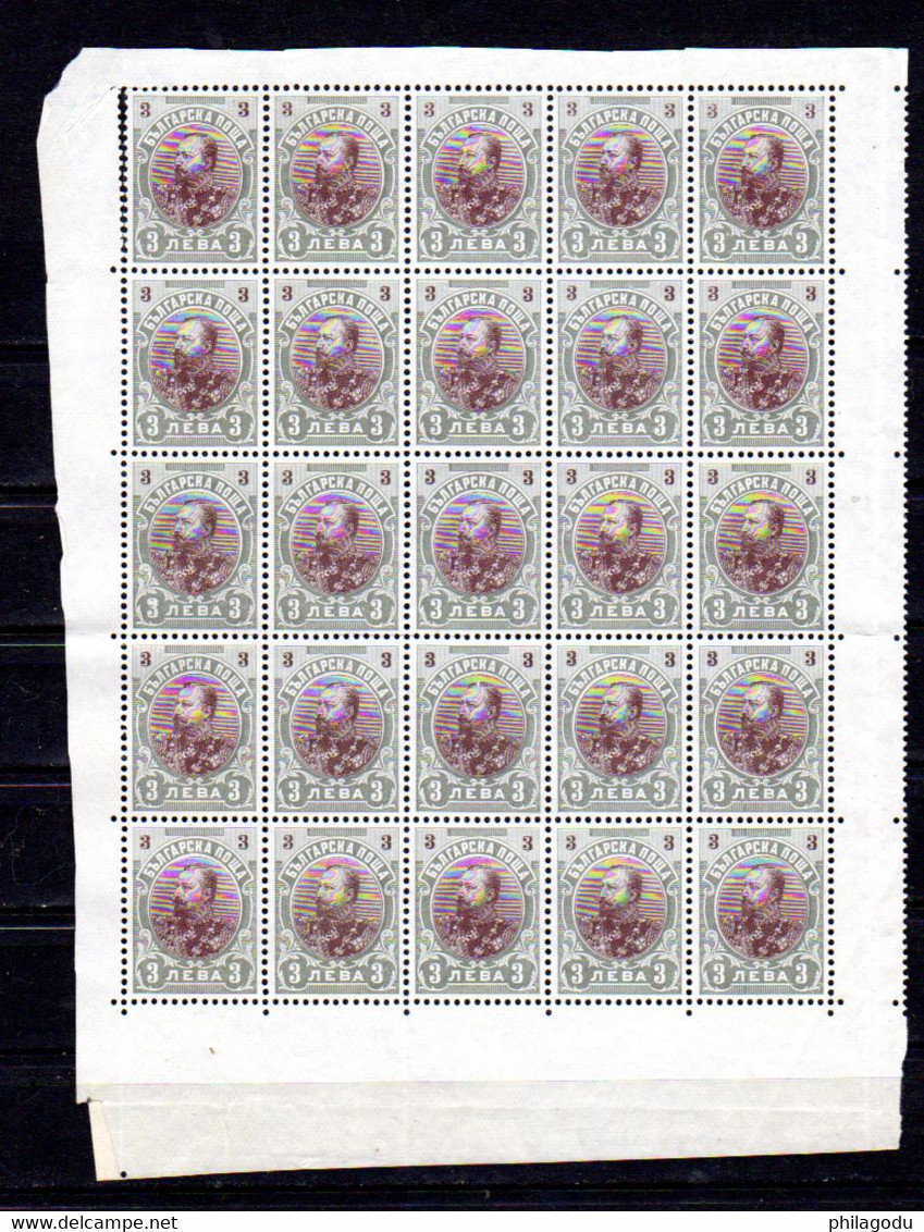 Bulgarie 1901, Ferdinand 1er,  61 Sans Gomme En Bloc De 25, Cote 150 € - Unused Stamps