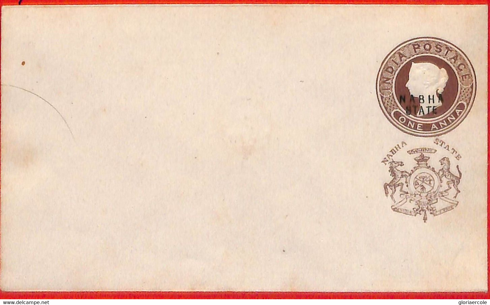 Aa2402  - INDIA  Nabha State - Postal History -  STATIONERY COVER -  H & G  #  4 - Nabha