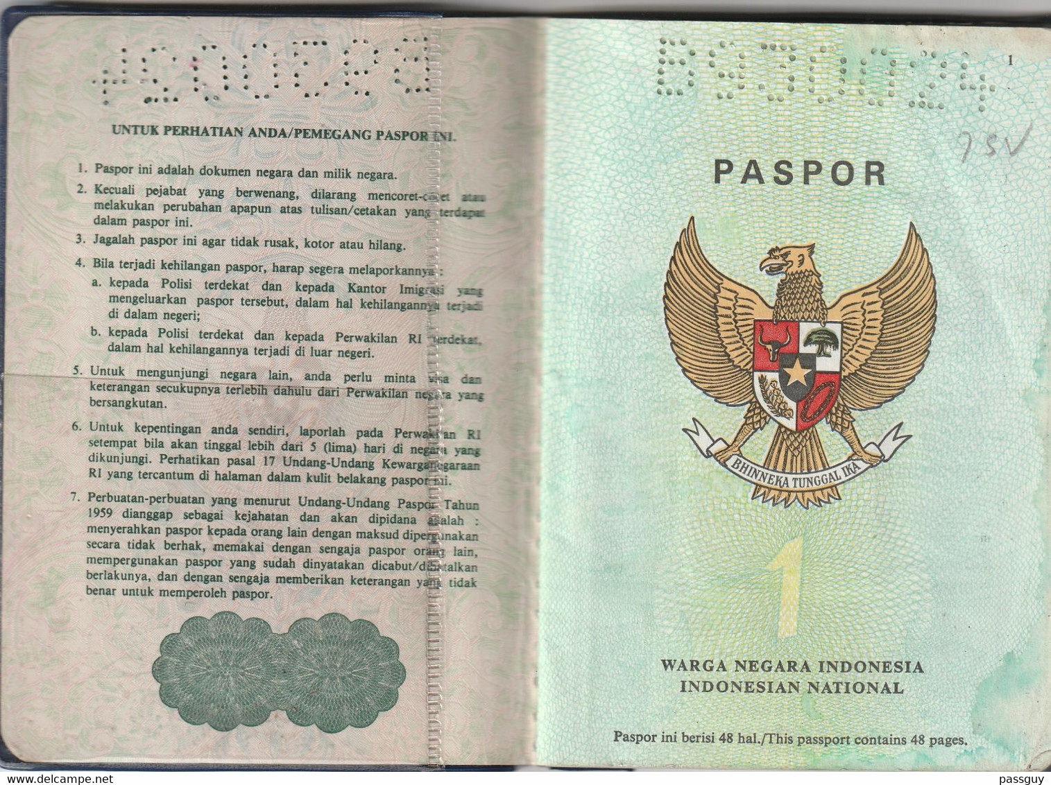 INDONESIA Passport  1992 INDONESIE Passeport– Reisepaß - Documenti Storici