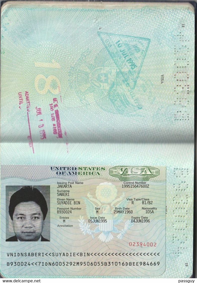 INDONESIA Passport  1992 INDONESIE Passeport– Reisepaß - Documenti Storici