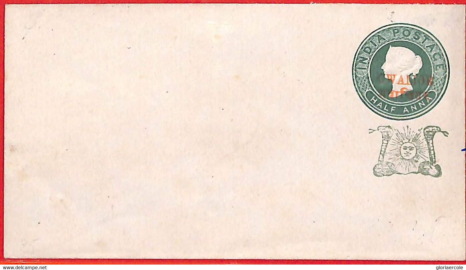 Aa2412 - INDIA  Gwalior State - Postal History - STATIONERY COVER - H&G  #4a Yellow Green - Gwalior