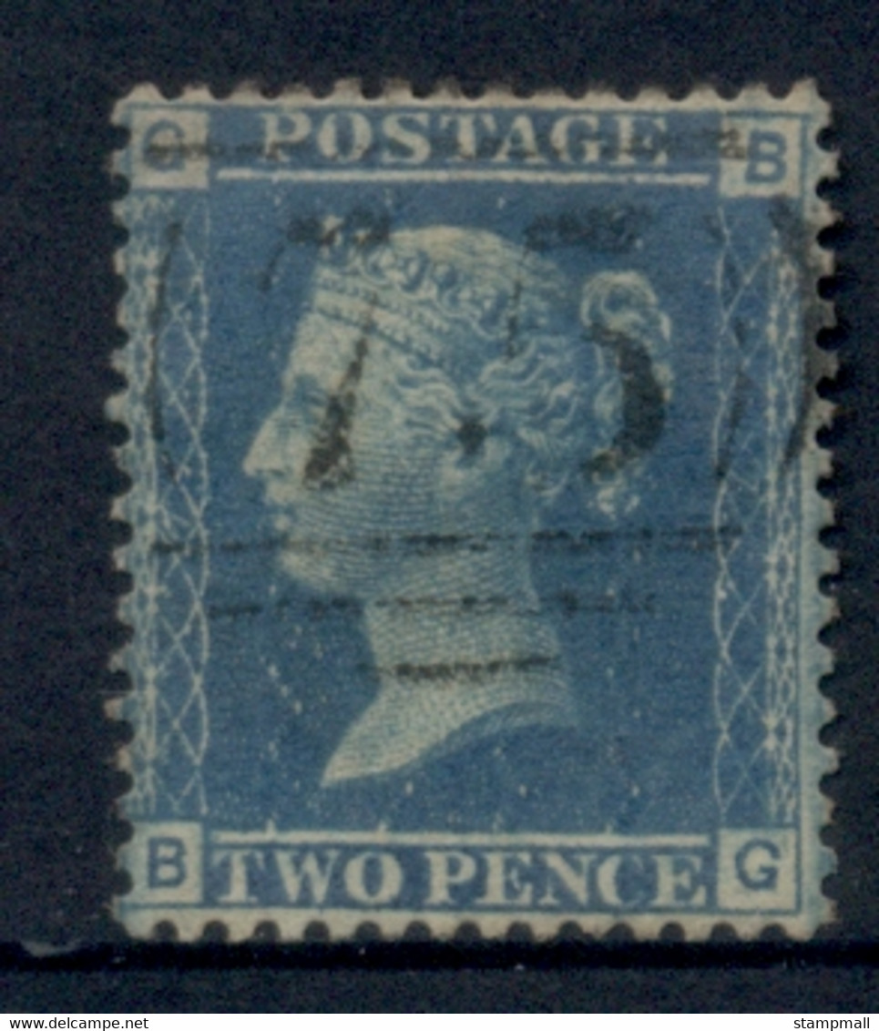 GB 1856-58 2d Blue BG Wmk Large Crown Perf 14 FU - Gebraucht