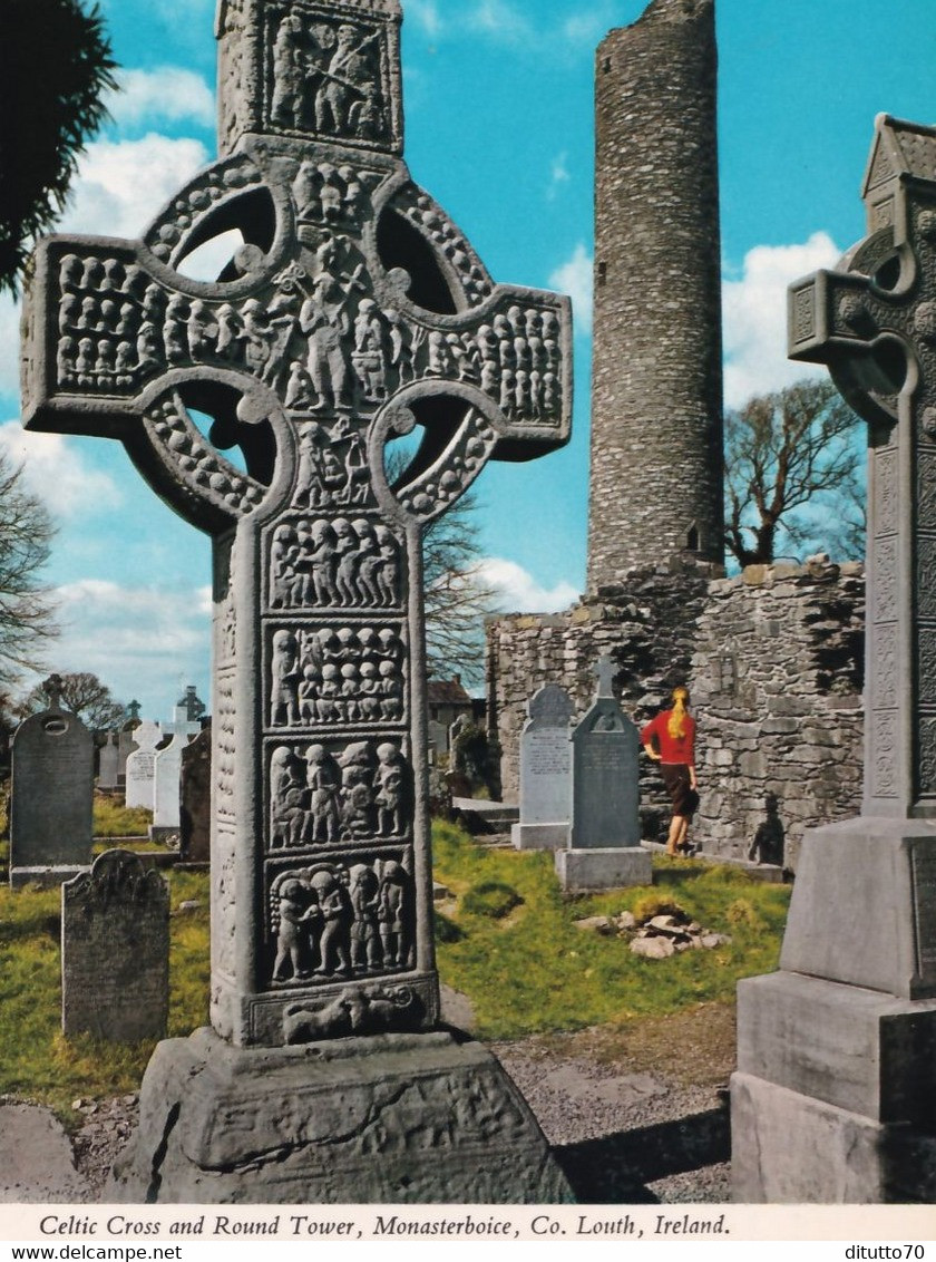 Celtic Cross And Round Tower - Monasterboice Co Louth - Ireland - Formato Grande Non Viaggiata – FE190 - Louth