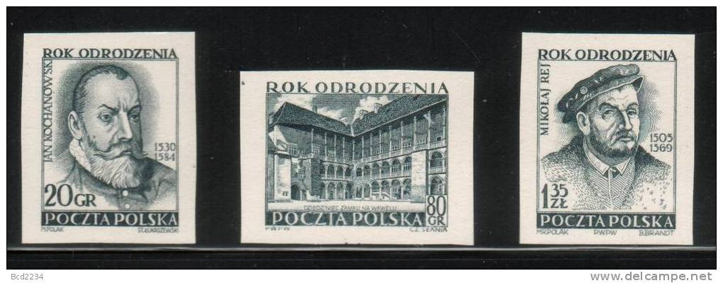 POLAND SLANIA 1953 RARE RENAISSANCE BLACK PROOF CHESS KRAKOW NO GUM UNESCO World Heritage Site Architecture Castles - Probe- Und Nachdrucke