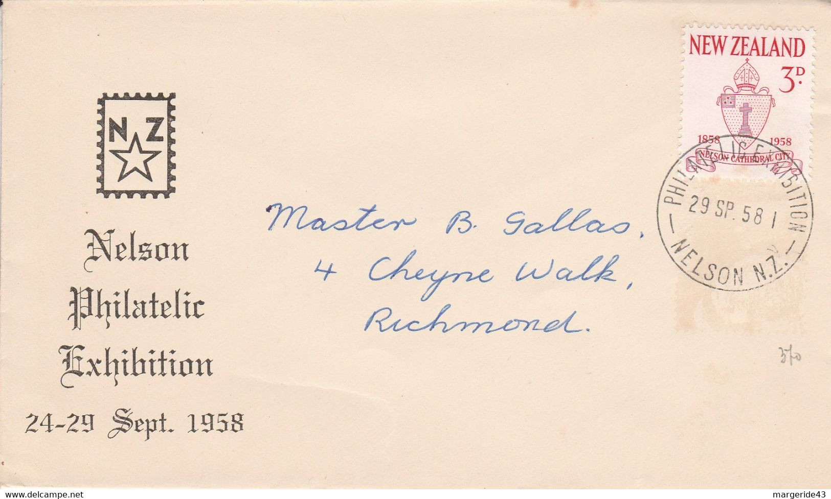 NOUVELLE ZELANDE LETTRE FDC 1958 - Briefe U. Dokumente