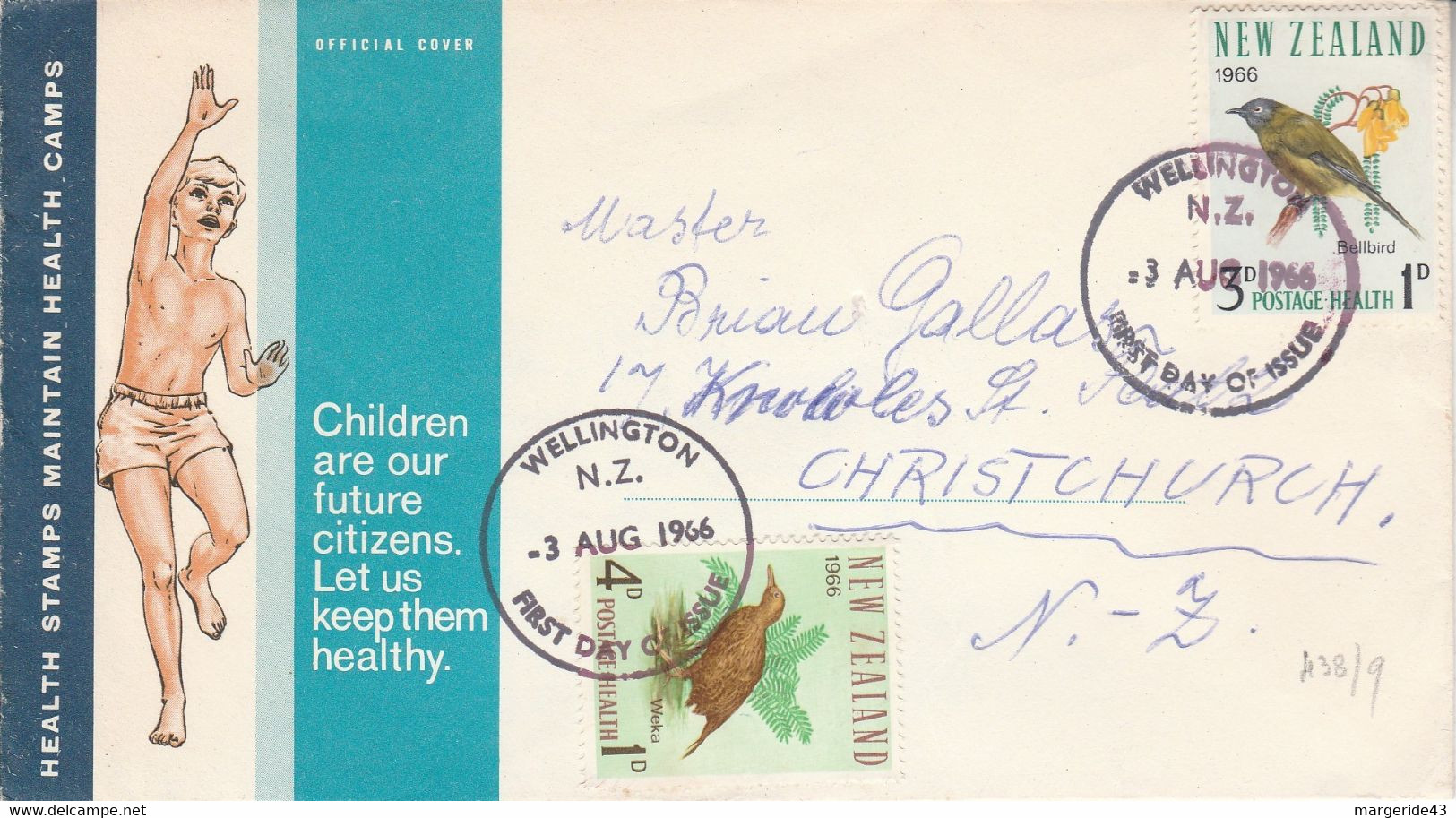 NOUVELLE ZELANDE LETTRE FDC 1966 - Covers & Documents