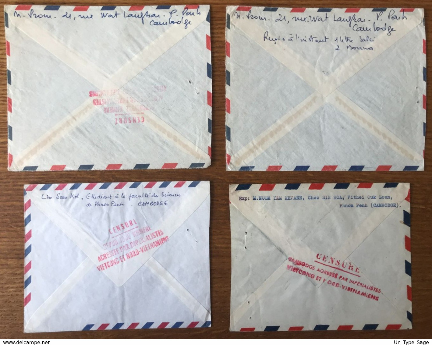 Cambodge - Lot De 12 Enveloppes Avec Censure Anti-vietcong - Année 70 à 74 - 6 Photos - (C1885) - Kambodscha
