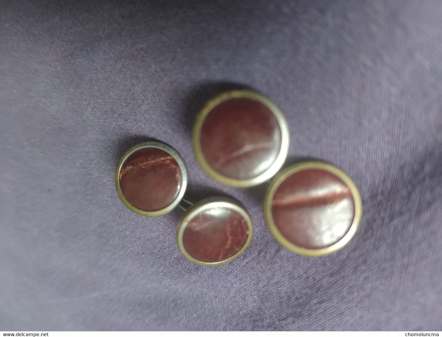 Vintage Boutons De Manchettes  Bouton De Manchette Rouge Cuir ? Cufflinks Manschettenknöpfe Gemelos - Boutons De Col /de Manchettes