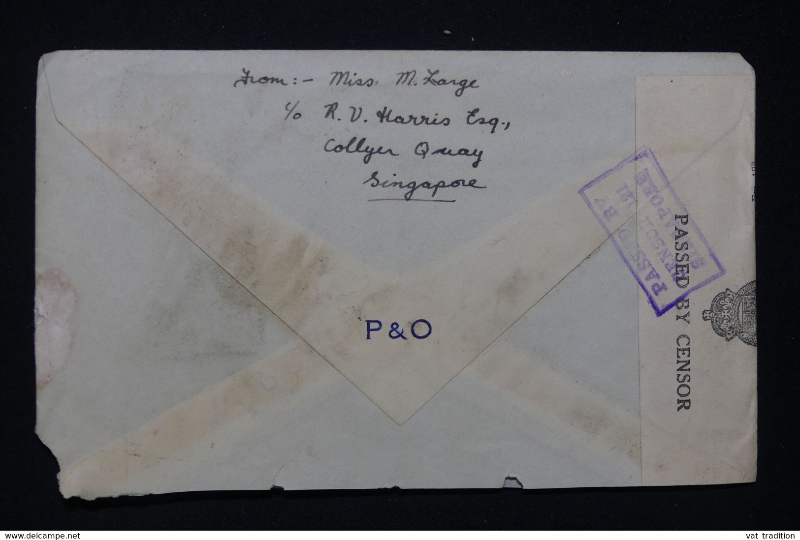 MALAISIE - Enveloppe De Singapour Pour Hong Kong En 1940 Avec Contrôle Postal - L 97561 - Malaya (British Military Administration)