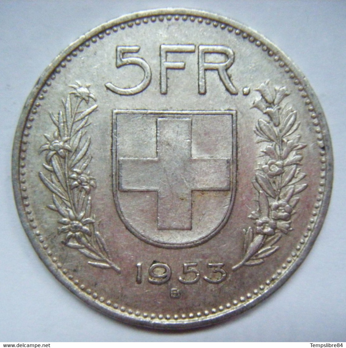 5 F 1953 SUISSE CONFOEDERATIO HELVETICA - Argent Argento Silber Silver - Other & Unclassified