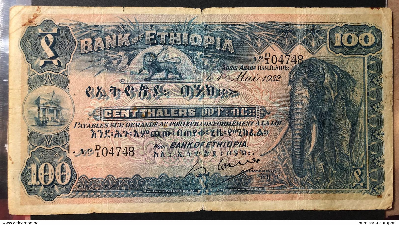 ETIOPIA 100 Thalers 1932 PICK #10 BEL BIGLIETTO Naturale LOTTO 2404 - Aethiopien