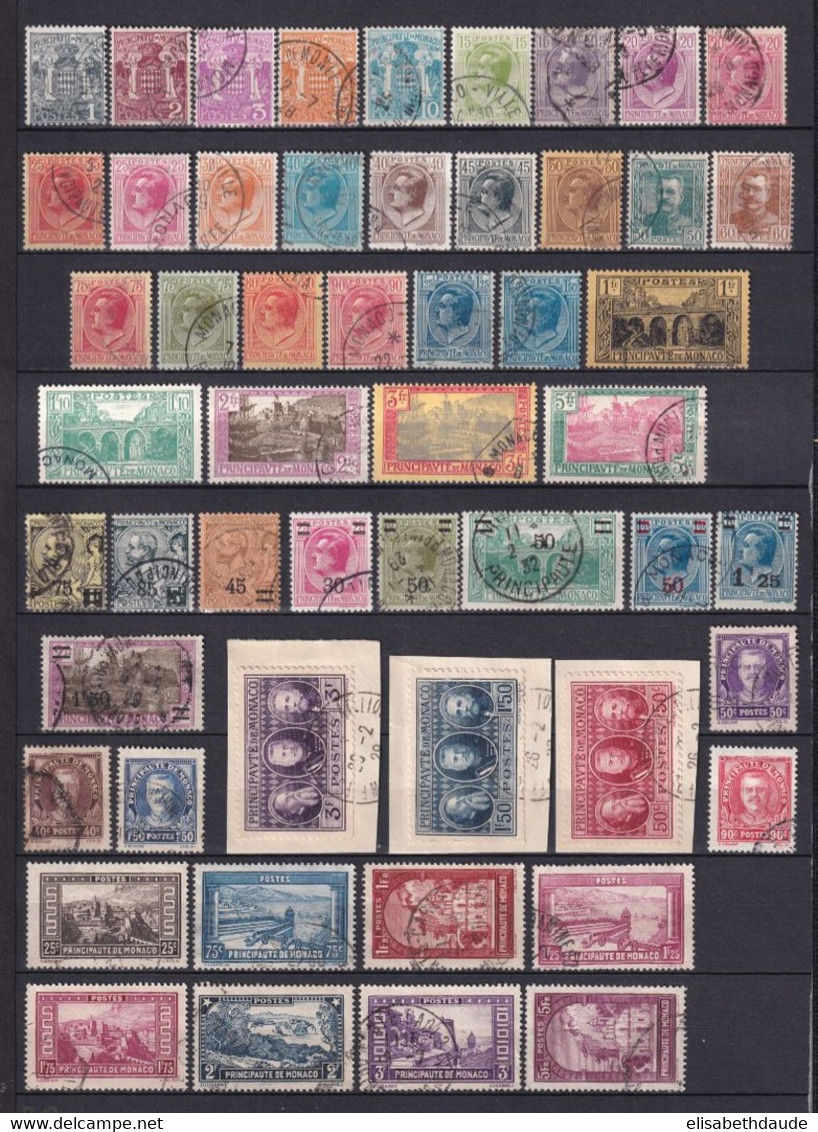 MONACO - 1924/1933 - BELLE SELECTION TIMBRES OBLITERES - COTE YVERT = 184 EUR. - Verzamelingen & Reeksen