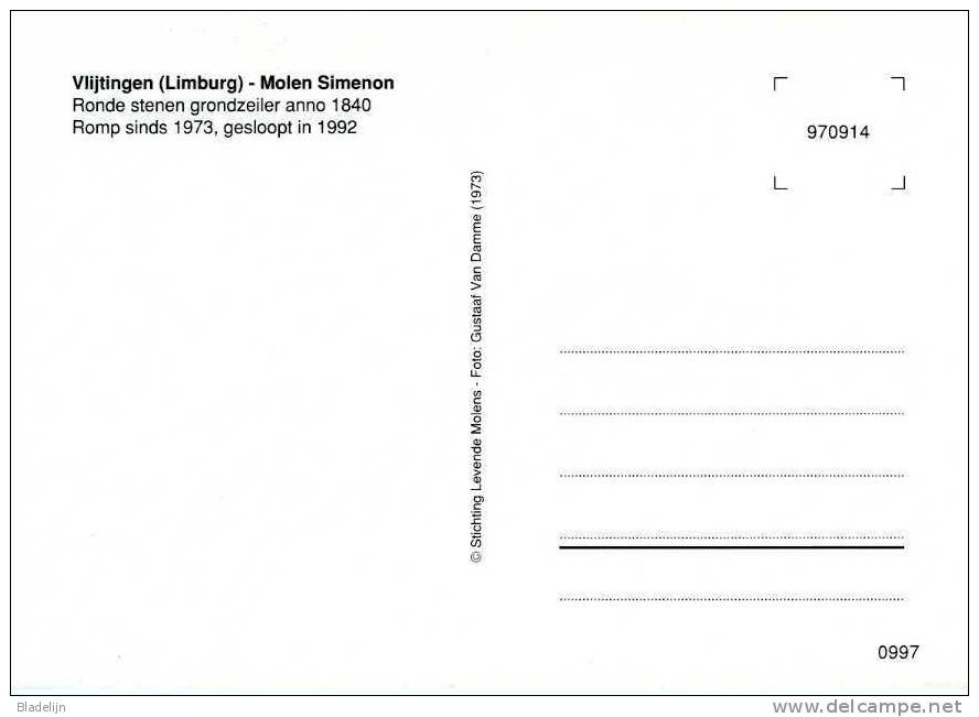 VLIJTINGEN Bij Riemst (Limb.) - Molen/moulin - Molen Simenon In Verval D.d. 1973. Historische Opname! (gesloopt In 1992) - Riemst