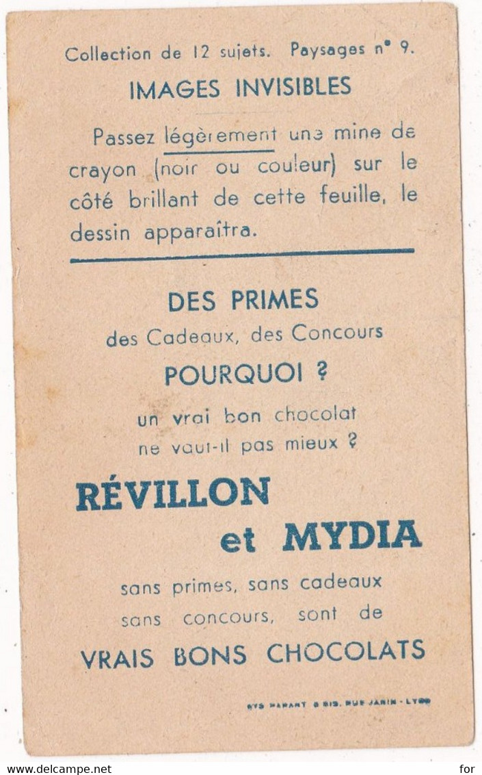 Chromo : Chocolat : Révillon Et Mydia : Images Invisibles : Paysages N° 9 - Revillon