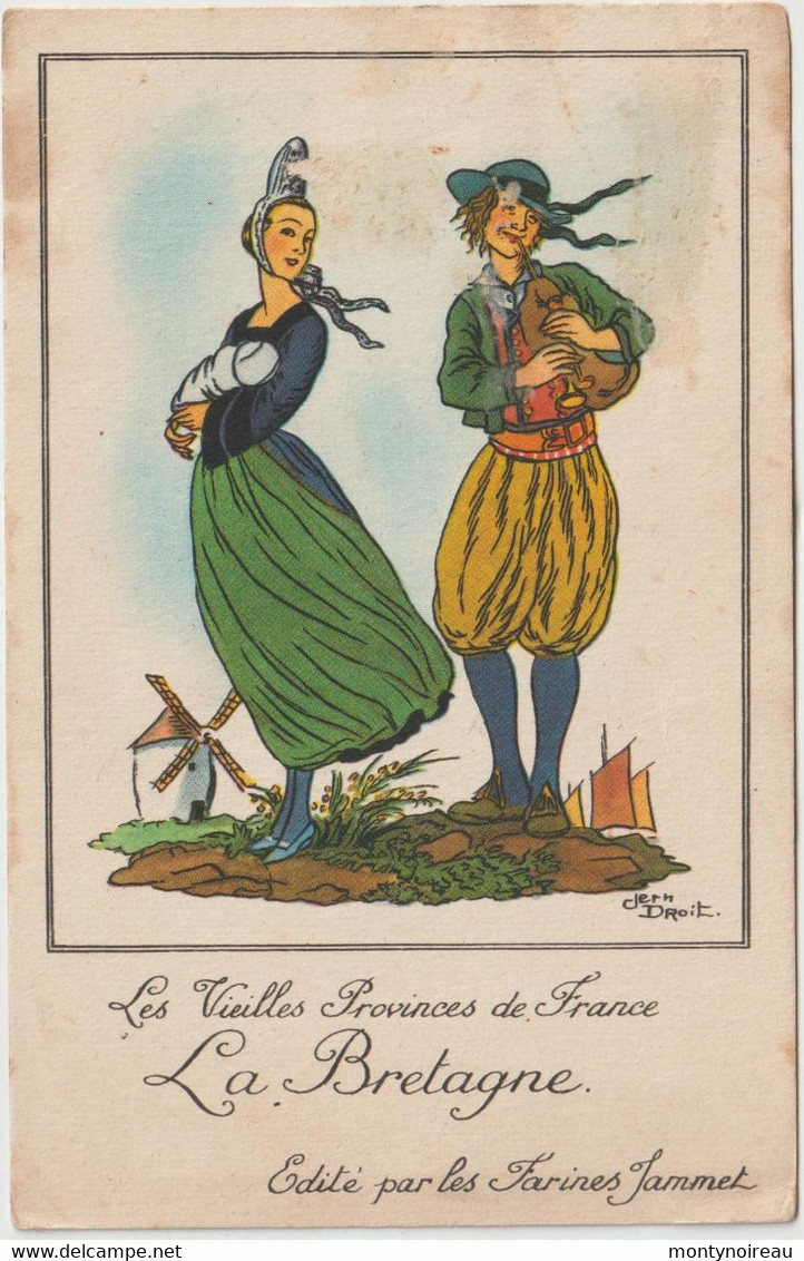 Dav : Carte Publicitaire  Farines  Jammet , La  Bretagne  , Illustrateur Jean Droit - Publicité