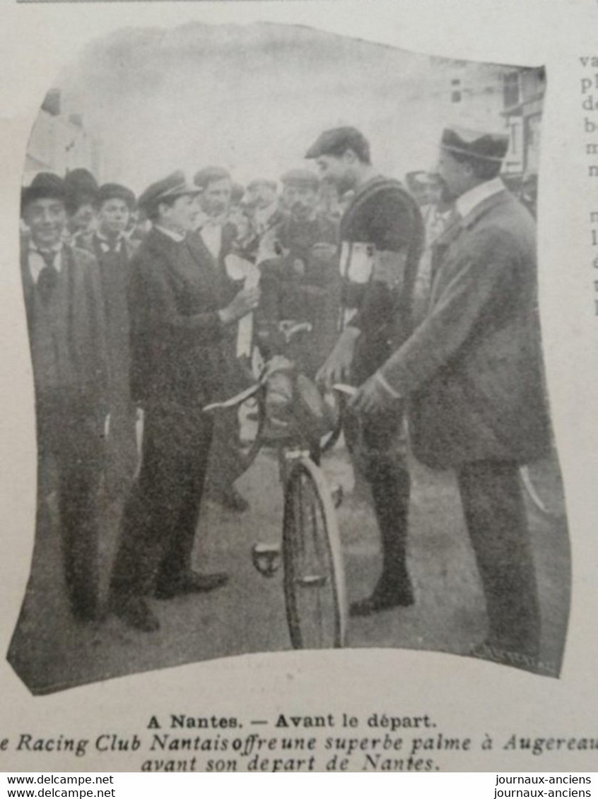 1903 LE 1er TOUR DE FRANCE - TOULOUSE - NANTES - BLOIS - VILLE D'AVRAY - AUTHEUIL - MAURICE GARIN