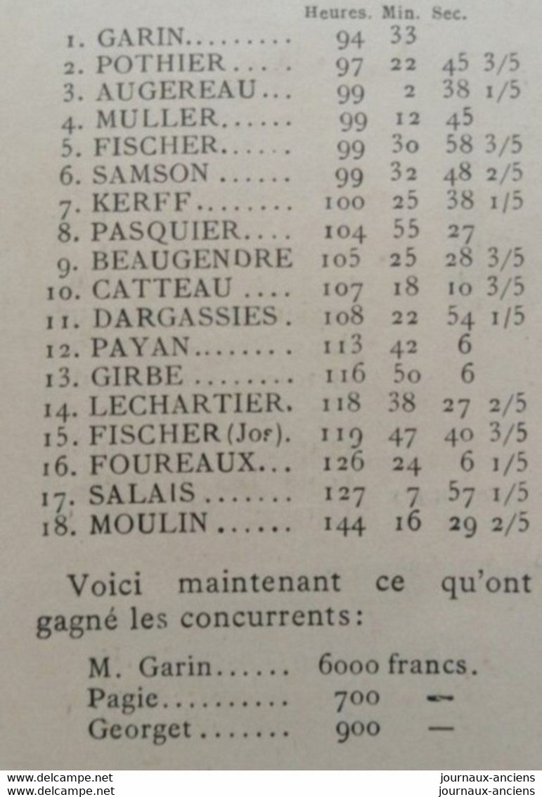 1903 LE 1er TOUR DE FRANCE - TOULOUSE - NANTES - BLOIS - VILLE D'AVRAY - AUTHEUIL - MAURICE GARIN