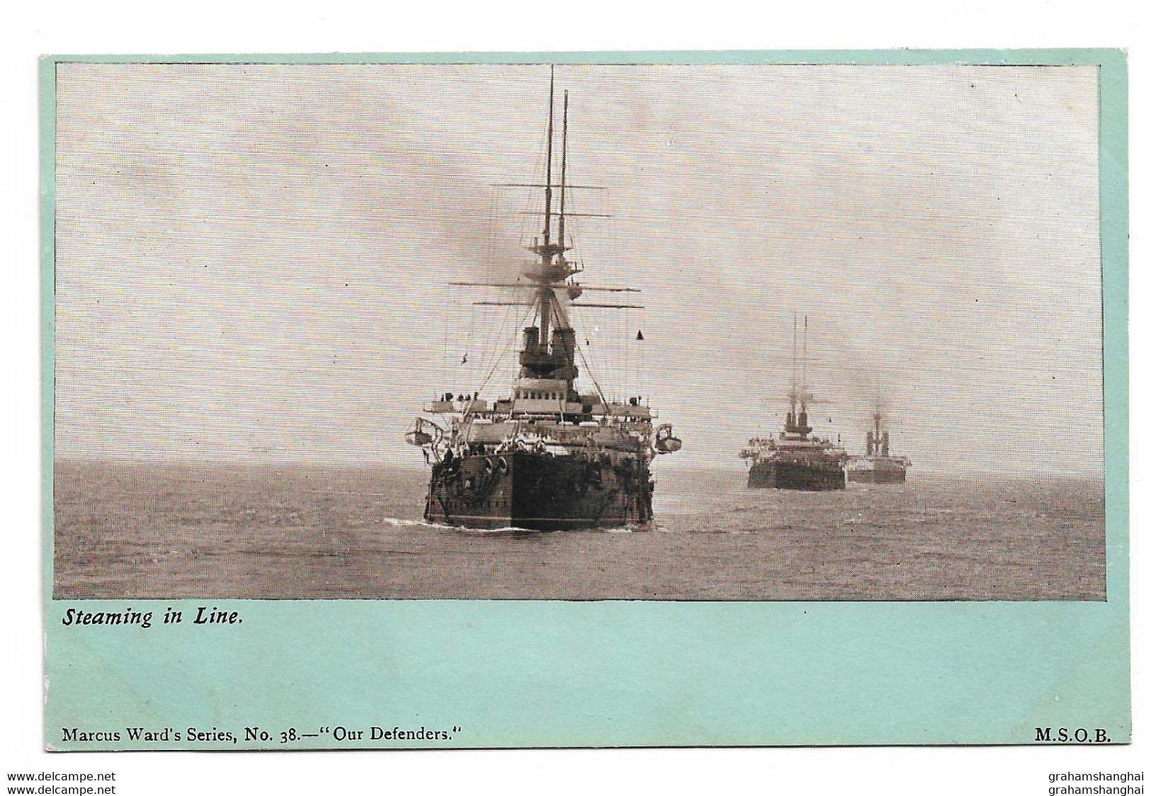 Postcard Royal Navy Pre-dreadnought Battleships Steaming In Line Ahead Unposted - Guerra