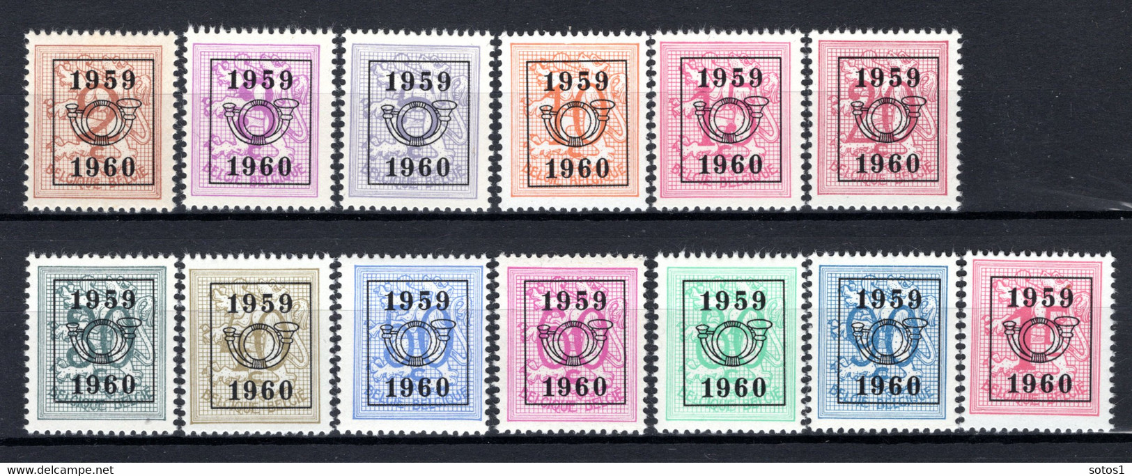 PRE686/698 MNH** 1959 - Cijfer Op Heraldieke Leeuw Type E - REEKS 52 - Typos 1951-80 (Chiffre Sur Lion)