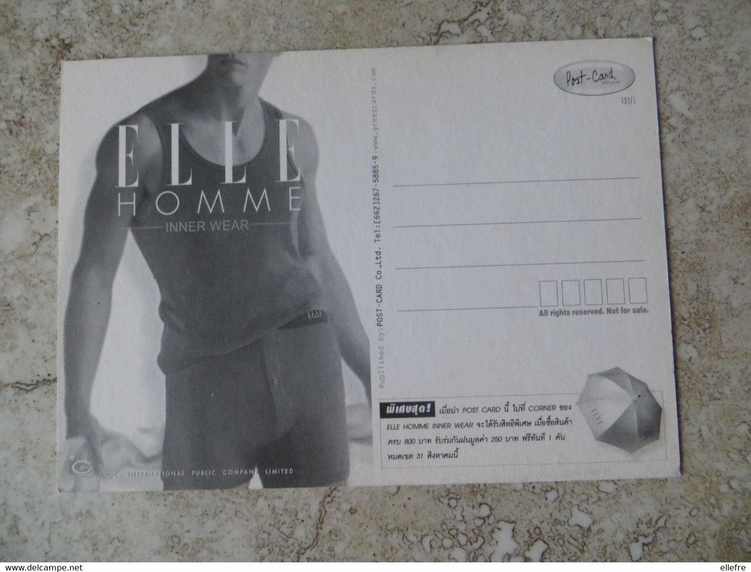 CPM Mode Homme Carte Publicitaire ELLE HOMME Sous Vêtement Homme Slip Caleçon Inner Wear Post Card - Mode