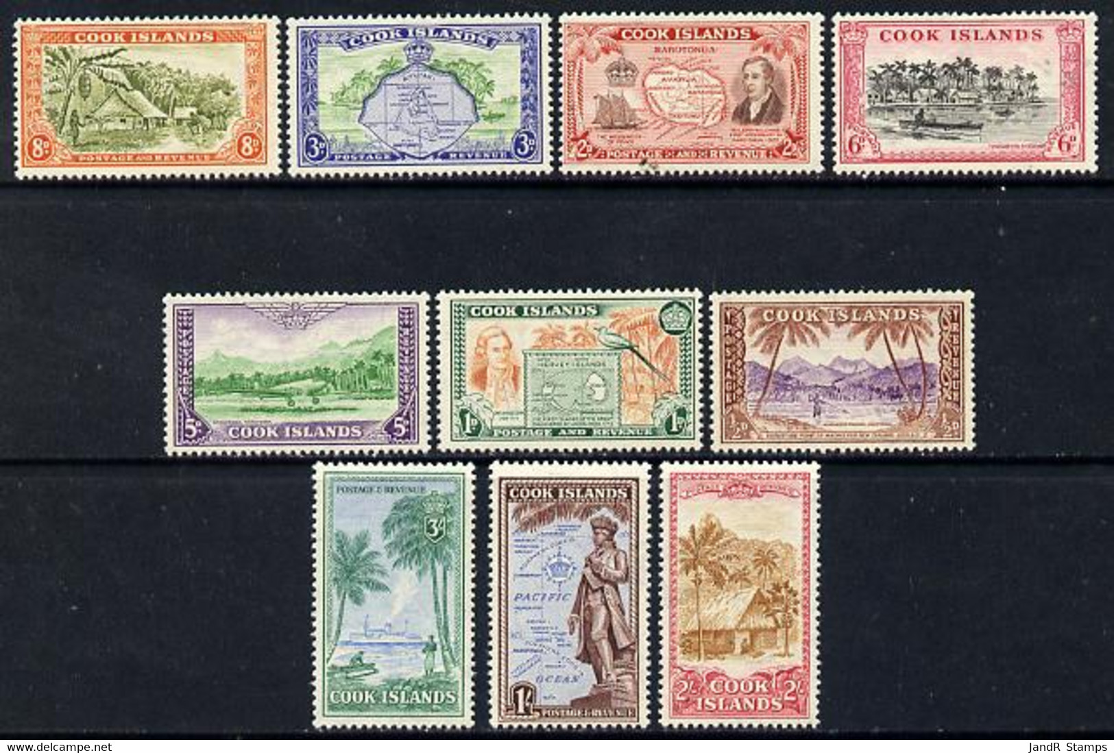 Cook Islands 1949-61 KG6 Definitive Set Complete 10 Values U/m SG 150-59 - Cook Islands