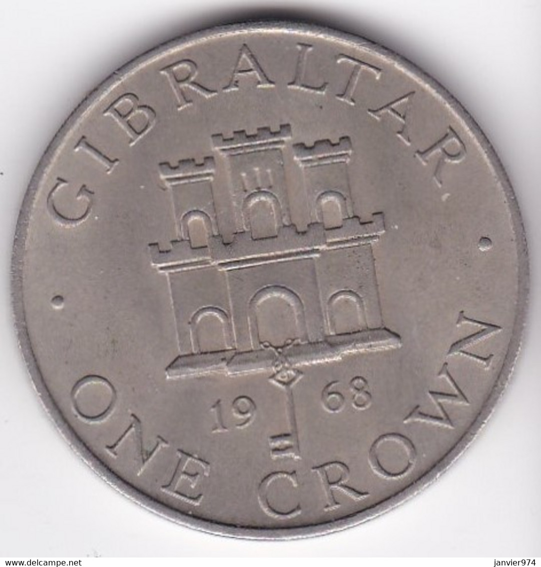 Gibraltar 1 Crown 1968  Elizabeth II Cupronickel , KM# 4 - Gibilterra