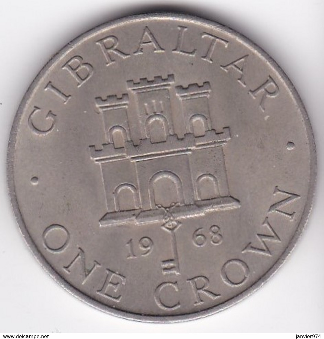 Gibraltar 1 Crown 1968  Elizabeth II Cupronickel , KM# 4 - Gibraltar