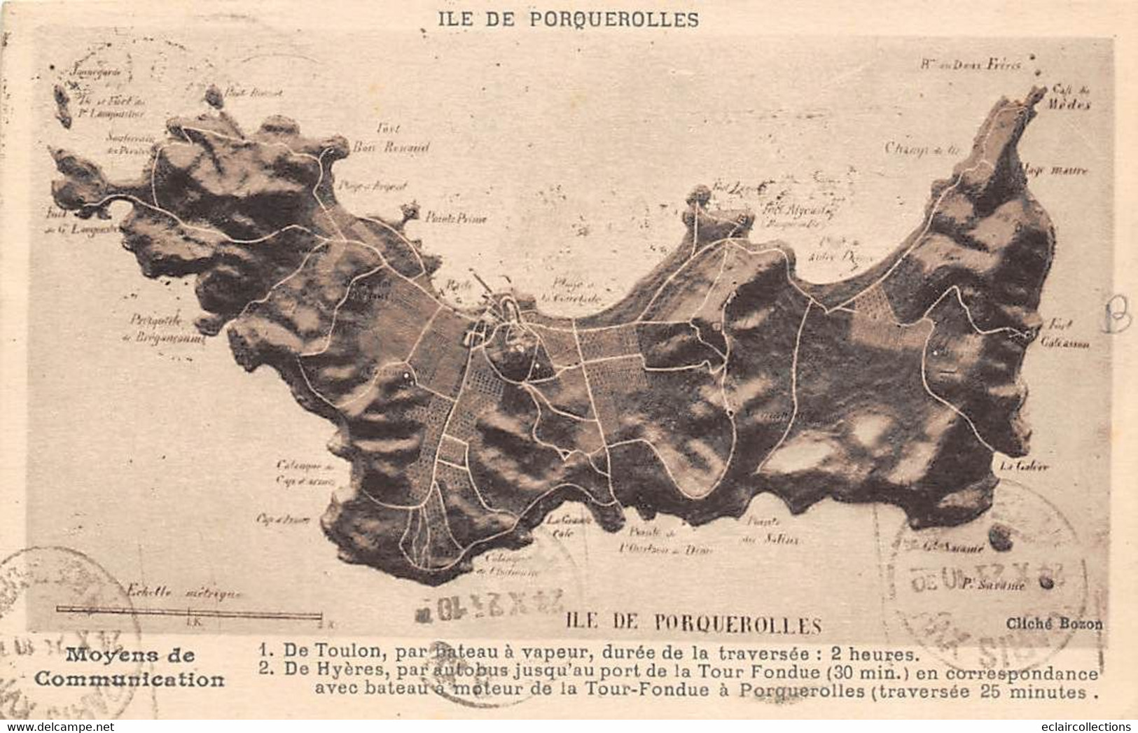 Île De Porquerolles           83        Plan Relief De L'Ile . Moyens De Communication     (voir Scan) - Sonstige & Ohne Zuordnung
