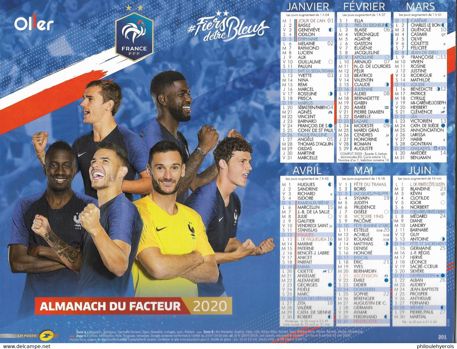 CALENDRIER 2020  FOOTBALL EQUIPE DE FRANCE - Big : 2001-...