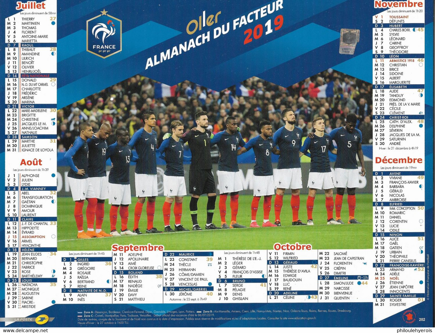 CALENDRIER 2019  FOOTBALL EQUIPE DE FRANCE - Grand Format : 2001-...