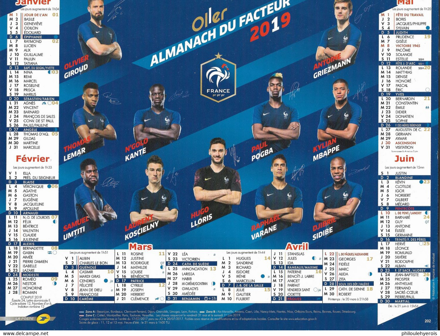 CALENDRIER 2019  FOOTBALL EQUIPE DE FRANCE - Formato Grande : 2001-...