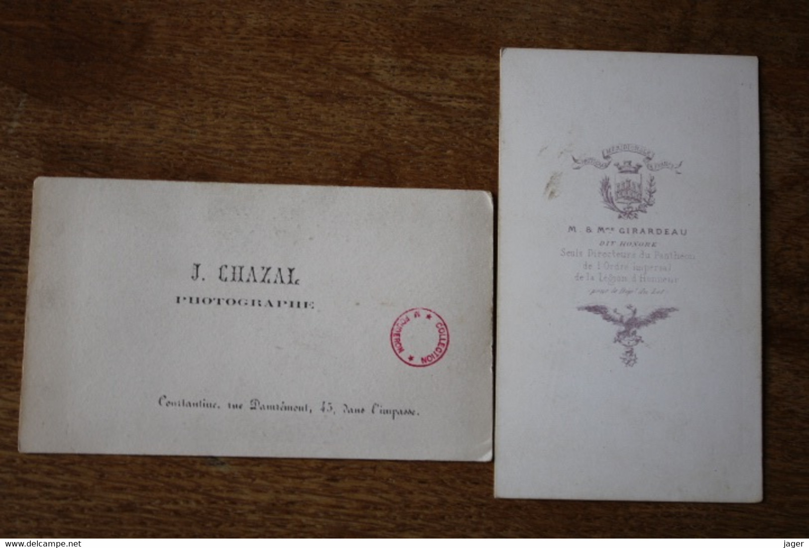2 Cdv Second Empire  Hommes Tenue Brodées  Vers 1860 Médailles Par Chazal Et Giraudeau - War, Military